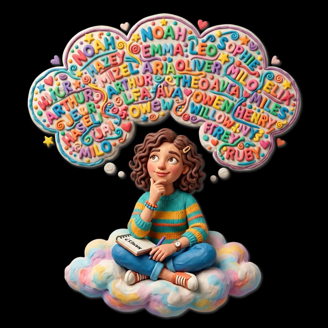 Interfaz de Nomisu mostrando tarjetas de nombres para bebé